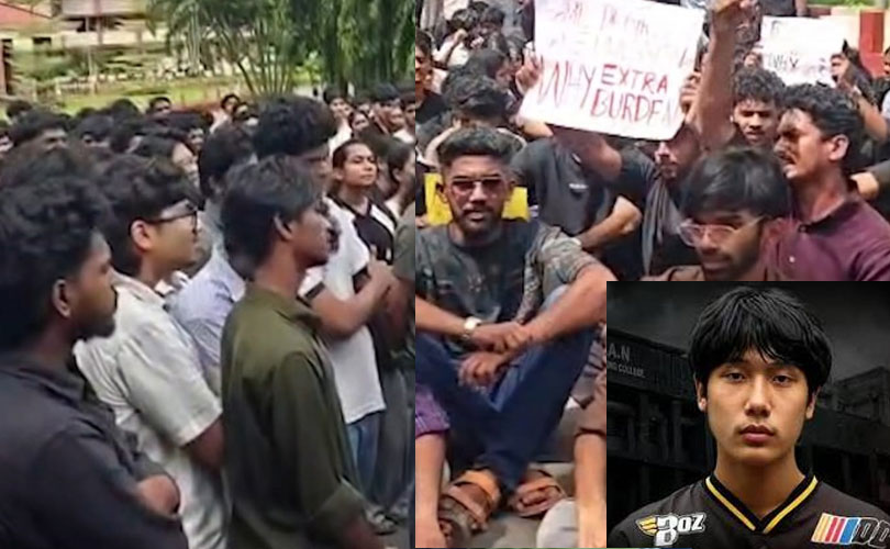 കോതമംഗലം എം.എ കോളേജിൽ വിദ്യാർഥിയുടെ ആത്മഹത്യ: മഴയിലും തളരാതെ വിദ്യാർഥികളുടെ പ്രതിഷേധം 

